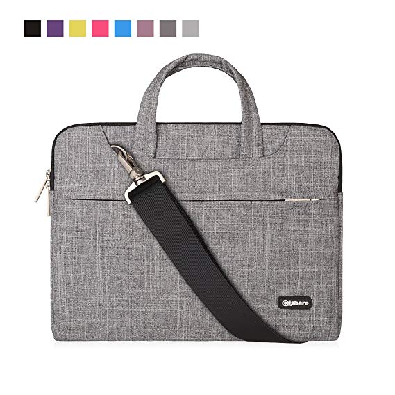 Qishare 11.6-12 Inch Laptop Bag Multi-functional Polyester Fabric Laptop Case,Adjustable shoulder strap&Suppressible Handle,Portable Sleeve Briefcase(11.6-12'', Grey lines)