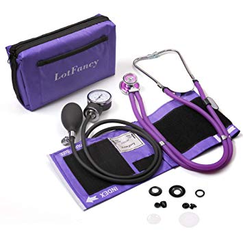Aneroid Sphygmomanometer and Dual Head Stethoscope, LotFancy Manual Blood Pressure Monitor, Adult Cuff (10-16“), FDA Approved