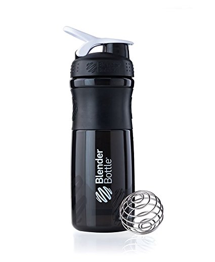 BlenderBottle SportMixer Tritan Grip Shaker Bottle, Black/White, 28-Ounce