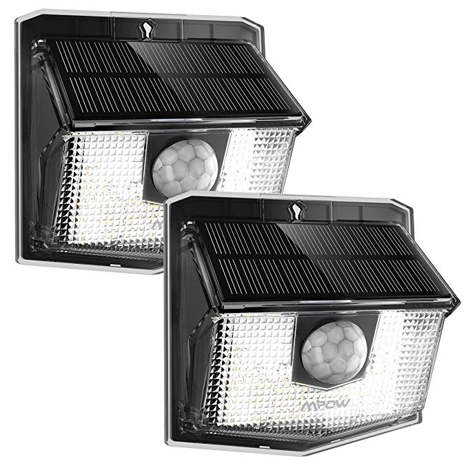 Mpow 30 LED Solar Lights, Outdoor Motion Sensor Solar Security Lights with 19.5% High-efficient Solar Panel, 270° Wide Illumination Angle for Front Door, Yard, Garden, Garage, Fence,Pack of 2