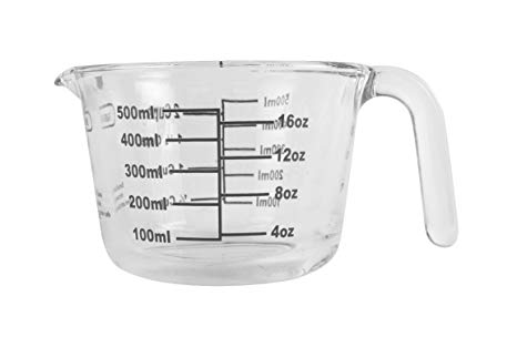 Farberware 5188128 2-Cup Borosilicate Glass Wet and Dry Measuring Cup with Oversized Measurements, Clear