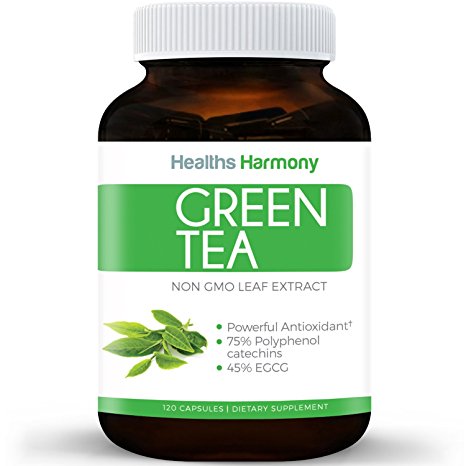 Green Tea Extract - Double Value - 120 Capsules | NON-GMO | 45% EGCG - 75% Polyphenol Catechins | Natural Fat Burner & Weight Loss Supplement | Diet Pills | Potent Antioxidant