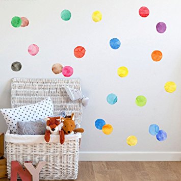 Amaonm Removable 27 Pcs 2.75" 7cm Vinyl Colorful Multi Color Dots Wall Decor Decal Dot Peel and Stick Wall Stickers Decals DIY Polka Dots Circles Wall art Decor for Nursery Kids room Bedroom