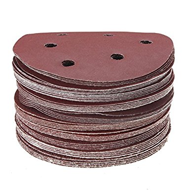 KINGSO 50 Pack Sanding Discs Sandpaper Hook and Loop Pads 40/60/80/100/120/180/240/320/400/800 Assorted Grits 6-Hole