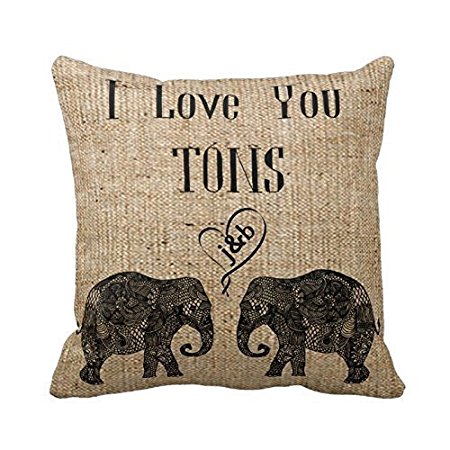Vanki I Love You Tons Pillow Cover Elephant Pillowcase Romantic Anniversary Cushion Covers Valentine's Day Gift Twin Sides