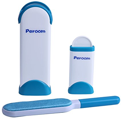 Pet Hair Remover for Furniture, Pet Dog Cat Pets Hair Remover Sold by Peroom, with Self-Cleaning Base Double-Sided Household Cleaning Pet Hair Removal Brushes for Clothes & Sofa (Blue)