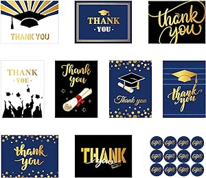 Zonon 18 Pieces 2024 Graduation Thank You Cards Bulk with Envelopes and Stickers Class of 2024 Graduation Cap Graduation Thanks Party Decorations Grad Greeting Note Cards for Graduation Party Supplies