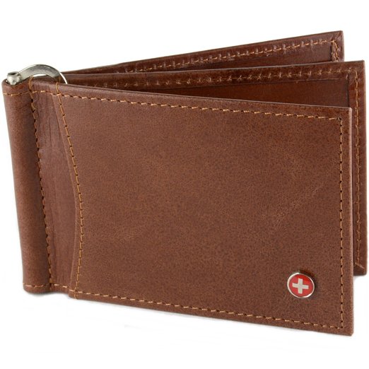 Alpine Swiss RFID Blocking Mens Leather Deluxe Spring Money Clip Wallet