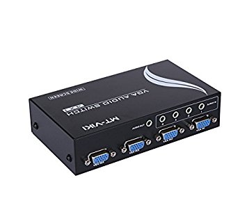 E-SDS 4-Port VGA Switch Video Audio Switcher Box (HDDB15   3.5mm) for PC Sharing