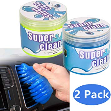 AnvFlik Car Cleaning Gel Mud for Car Detailing,2 Pack Magic dust Cleaning Supplies,Universal Reusable Car Interior Cleaner Slime for PC Tablet Laptop Keyboard,Automobile Vents,Printers,Fan,Parts