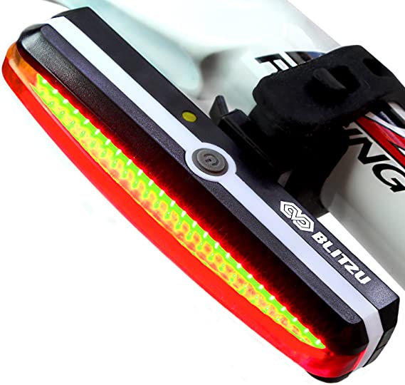 Ultra Bright Bike Light BLITZU Cyborg 168T USB Rechargeable Bicycle Tail Light. Red High Intensity Rear LED Accessories Fits On Any Road Bikes, Helmets. Easy to Install for Cycling Safety Flashlight