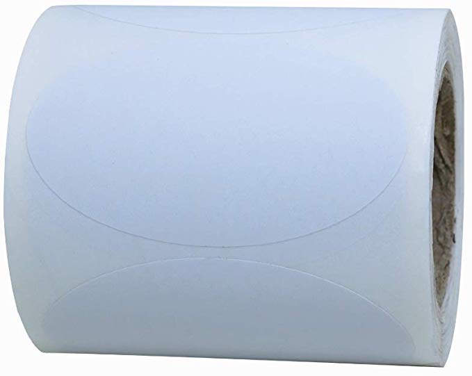 Hybsk White Color Coding Dot Labels Round Semi Gloss Paper Stickers Adhesive Label (2 x 2.5 inch Oval)