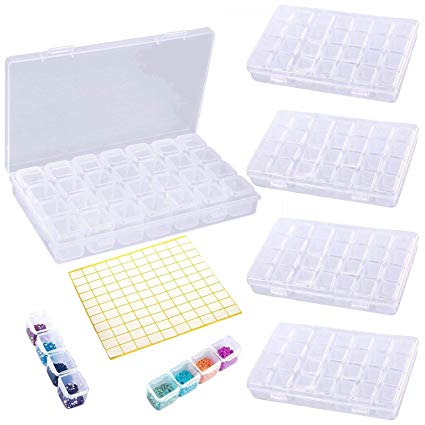 DOMIRE 5 Pack Diamond Embroidery Box Organizer Painting Storage Case 140 Grids for Cross Stitch Accessories