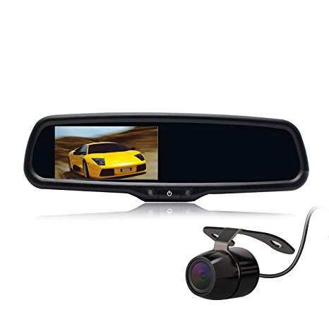 AUTO-VOX Dual Video Inputs 4.3" Auto Adjusting Brightness Car Rear View Mirror with Car Camera for Toyota Honda Nissan Mazda Hyundai Kia Ford Pickup and Most Car Model