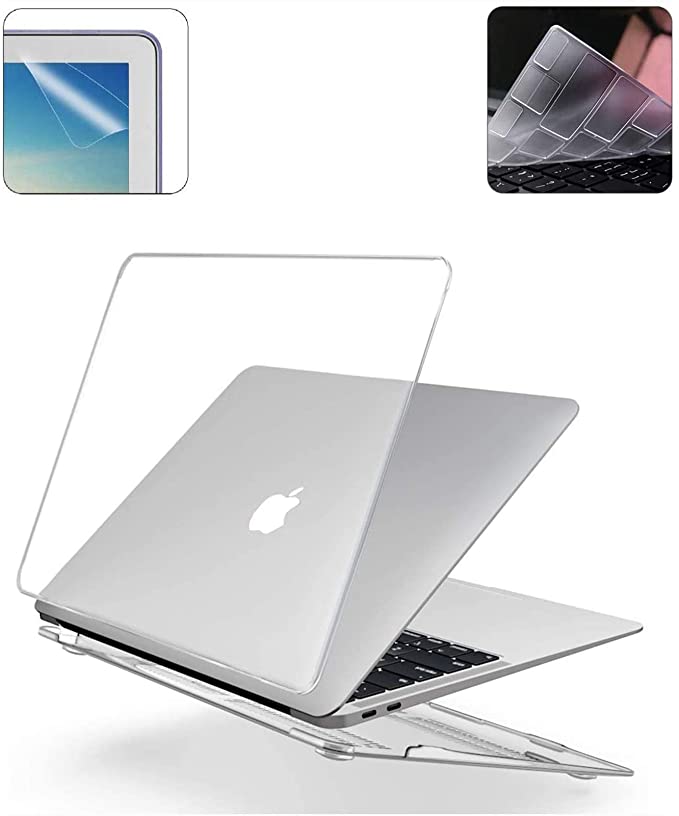Hard Shell Case Compatible for 2010-2017 MacBook Air 13 Inch A1369 A1466 with Hard Shell Case, Keyboard Cover, Screen Protector, Dust Plug - Crystal Clear