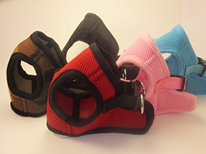 Soft Mesh Comfy Step in Dog Vest Harness for Teacups, Toys, Minis, Puppies, Small Dog Breeds 2-16 lbs, Baby Pink, Sky Blue, Black, Red, Camo X-small, Small, Medium, Large, X-large
