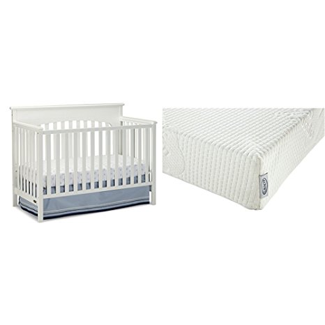 Graco Lauren Convertible Crib, White with Graco Natural Organic Foam Crib and Toddler Mattress