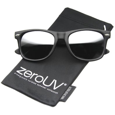 zeroUV - Flat Matte Reflective Revo Color Lens Large Horn Rimmed Style Sunglasses - UV400