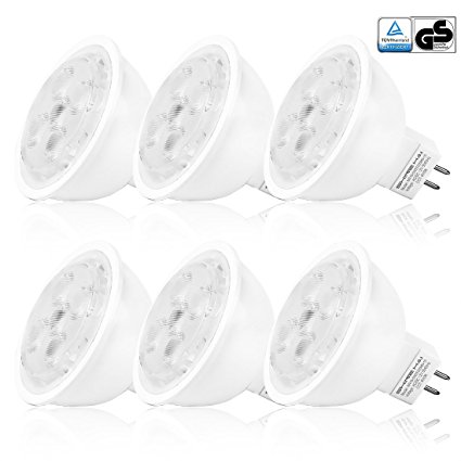 SHINE HAI® GU5.3 MR16 LED Bulbs 12V, 50W Halogen Bulbs Equivalent, LED 5.5W Daylight White LED Spotlight, 35 Degree Beam Angle, GS Approved, LED Light Bulbs, 6-Pack