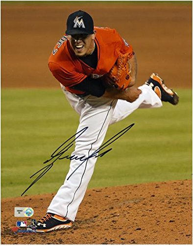 Jose Fernandez Miami Marlins Autographed 8" x 10" Orange Uniform Photograph - Autographed MLB Photos