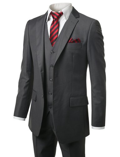 Men's Modern Fit 3-Piece Suit Blazer Jacket Tux Vest & Trousers