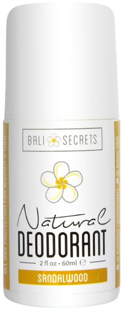 Bali Secrets Natural Deodorant - Organic & Vegan - Sandalwood for Women & Men - All Day Fresh - No Baking Soda - No Parabens - No Aluminum Chlorohydrate - 2 fl.oz/60ml