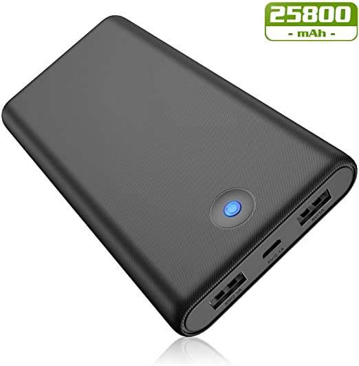 Portable Charger Power Bank [25800mAh Newest Version] Ultra Compact External Battery Pack with Colorful Indicator, 2 USB Ports Quick Charging Portable Phone Charger for iPhone Samsung Android Tablet