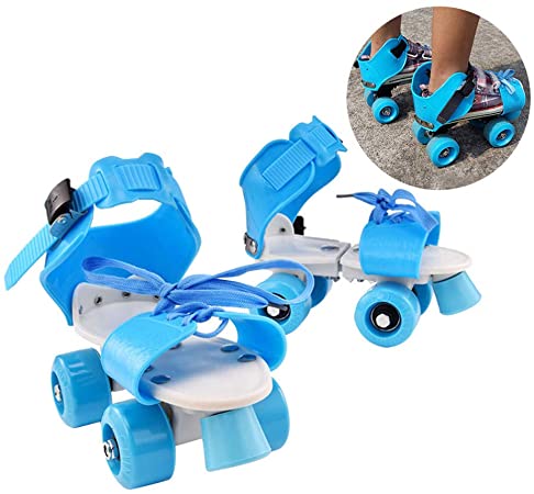 IMIKEYA 1 Pair of Skates Shoes Four Wheels Durable Adjustable Double Row Practical Skating Patins for Kids Children Skating Blue