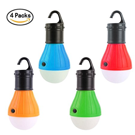 LED Lantern Tent Gear Gadgets Lamp Hurricane Emergency Light for Hiking Fishing Camping, Battery Powered, 4 Packs
