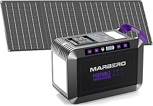 MARBERO 172Wh Solar Generator with Solar Panel Included Portable Power Station 200W with Foldable Solar Panel 40W Set for Camping Outdoor Hiking Fishing Emergency