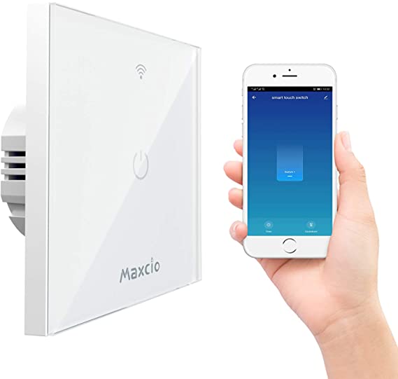 Smart WiFi Light Switch, Maxcio Alexa Smart Wall Light Switch, Alexa Google Home Control, Smartlife APP Control, Timer/Schedule【Neutral Wire Required】(Switch-1 Gang)