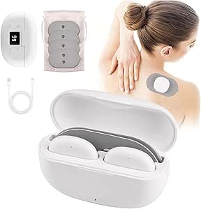 TENS Machine for Pain Relief Wireless, puersit EMS Muscle Stimulator with 6 Modes Targeted Pain Relief Rechargeable Mini Massager Unit for Back,Shoulder,Knee,Sciatica Pain(with Charging Case)