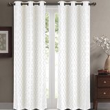 Willow Jacquard White Grommet Blackout Window Curtain Panels Pair  Set of 2 Panels 42x96 inches Each by Royal Hotel