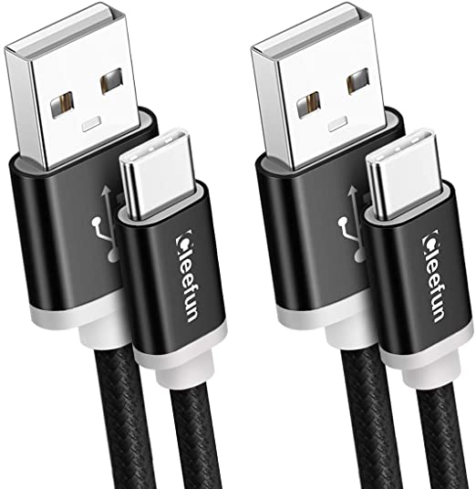 CLEEFUN USB C Cable 3A Fast Charging[1m, 2-pack], Nylon Braided USB A to Type C Phone Charger Cord for Samsung Galaxy S20 S10 S9 Plus S10e S10 Lite Note 10, A40 A51 A71 A20E, Moto G6 G7 G8   Power