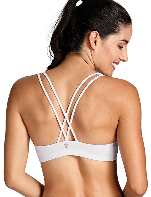 CRZ YOGA Women's Light Support Cross Back Wirefree Removable Cups Yoga Sport Bra