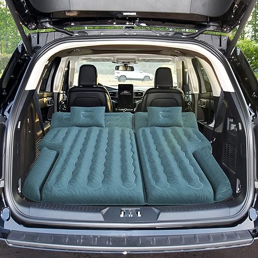 Umbrauto SUV Air Mattress Car Air Mattress 2023 Upgraded Flocking and Extra Thick Oxford Surface Car Sleeping Bed for SUV Back Seat with Electric Air Pump,4M Charging Cable