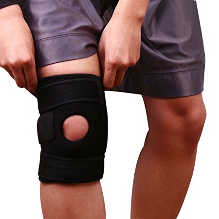 Sportsun Knee Brace ACL Support Knee Protector with Dual Side Stabilizer Adjustable, One Size for All- for Arthritis, Injury Recovery-Color Black