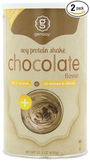 Genisoy Soy Protein Shake, Chocolate Protein Shake, 22.2-Ounce Canisters (Pack of 2)