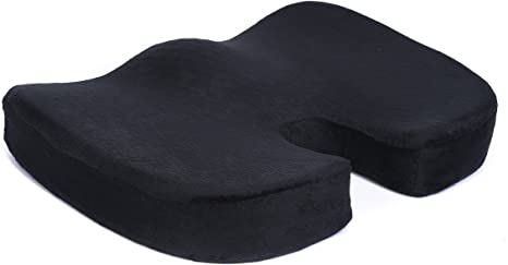 Tofern Memory foam silica gel pad orthopedic non-slip seat cushion for coccyx sciatica buttock pain, black