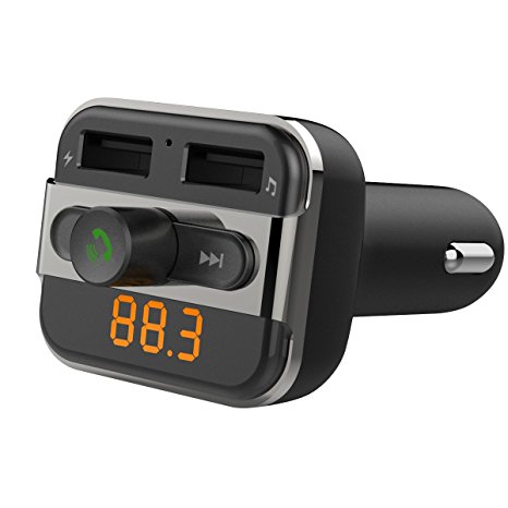 Perbeat BT20 Bluetooth Car FM Transmitter with Dual USB Charging,Music Controls & Hands-Free Calling for Apple iPhone 7, 6, 5, iPad, iPod, Samsung,LG,MP3 Players.Supports USB/Micro SD Card Black
