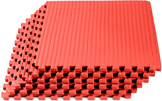 We Sell Mats 3/4 Inch Thick Martial Arts EVA Foam Exercise Mat, Tatami Pattern, Interlocking Floor Tiles for Home Gym, MMA, Anti-Fatigue Mats, 24 in x 24 in