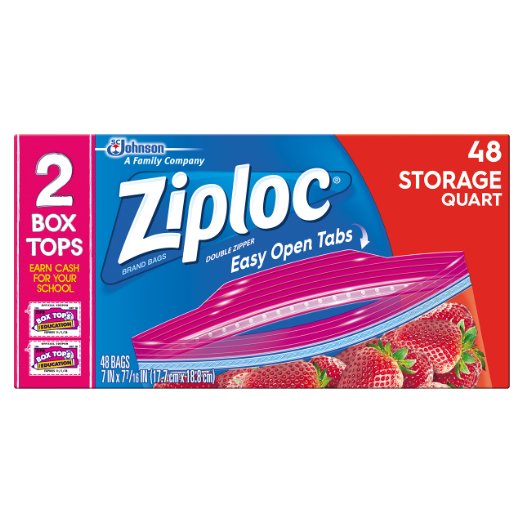 Ziploc Storage Bags Quart , 48 Count
