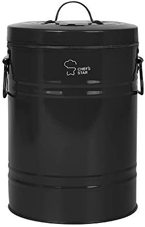 Chef's Star Colored Compost Bin Indoor Kitchen Compost Pail with Charcoal Filter Leak Resistant Rust Proof; 0.8 Gallon Black
