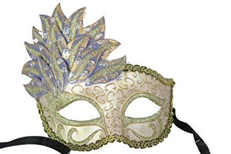 Light Purple & Gold Leaf Cascade Venetian Mardi Gras Mask