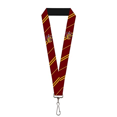 Buckle Down Lanyard-1.0"-Gryffindor Crest/Stripe Burgundy/Gold