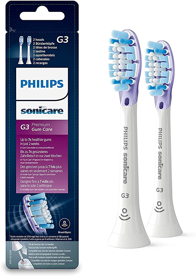 Philips Sonicare Premium Gum Care White BrushSync Heads (Compatible with All Philips Sonicare Handles), Pack of 2