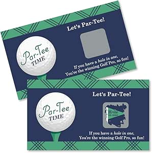 Big Dot of Happiness Par-Tee Time - Golf - Birthday or Retirement Party Game Scratch Off Cards - 22 Count