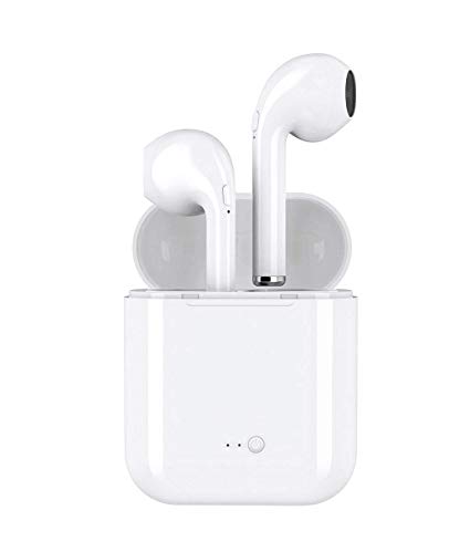 Bluetooth Headphones, RuiWenNa Wireless Earbuds Earphones Stereo Sound Noise Canceling Earphone with 2 Built-in Mic and Charging Case Hands-Free Sports Headsets for Most Smartphones - White