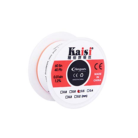 Kaisi 60-40 Tin Lead Rosin Core Solder Wire for Electrical Solderding and DIY (0.5mm)