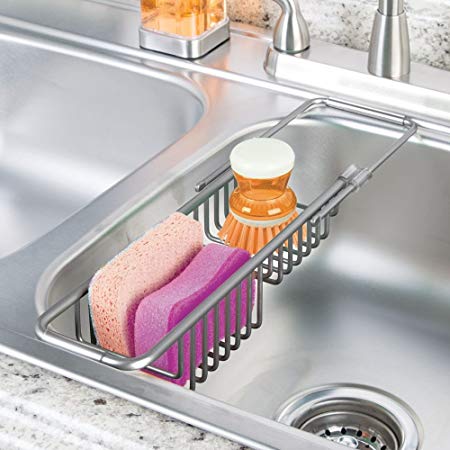 InterDesign Rustproof Over Kitchen Sponge/Scrubber Graphite Metro Aluminum Over Sink Caddy